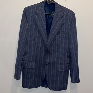 Men's Navy Herringbone Striped Blazer